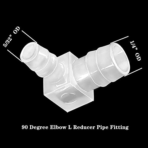 1/4" to 5/32" Hose Barb 90 Degree Elbow L Reducer Fitting, Barbed Joint Splicer Mender Adapter Union Adapter for Boat Aquarium Fuel Gas Liquid Air (Pack of 4) - size: 1/4" -5/32"-4pcs