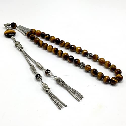 Design -Tiger Eye Stone Series Worry Beads - Prayer Beads (8 mm-33 Beads) Tesbih-Tasbih-Tasbeeh-Misbaha-Masbaha-Subha-Sebha-Sibha-Rosary (Stylist Prayer Beads (8 mm-33 Beads)) - color: Stylist Prayer Beads (8 mm-33 Beads)