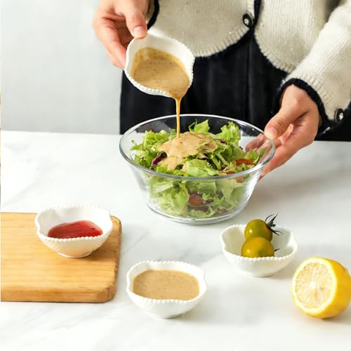 UIBFCWN 12 Pack Dipping Bowls, 2 oz Ceramic Soy Sauce Dish, White Dipping Sauce Bowls/Dishes, Condiment Server, Small Appetizer Pinch Bowls for Condiments, Sushi, Ketchup, BBQ - color: Pearl, size: 12 Pack