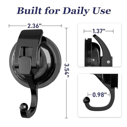 Heavy Duty Vacuum Suction Cup Hooks, Matte Black Plated Polished Super Suction for Kitchen Bathroom, 2 Pack - color: Black