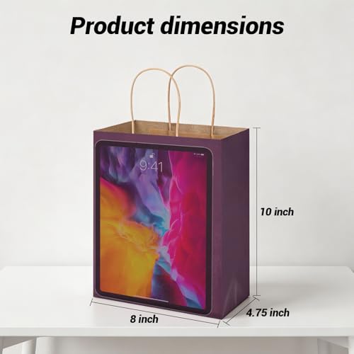 bagmad 100 Pack 8x4.75x10 Inch Plain Medium Paper Bags with Handles Bulk, Kraft Craft Gift Bags, Grocery Shopping Retail Birthday Party Favors Wedding Sacks (Purple) - color: Purple