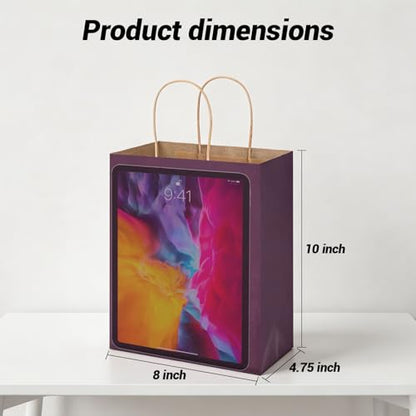 bagmad 100 Pack 8x4.75x10 Inch Plain Medium Paper Bags with Handles Bulk, Kraft Craft Gift Bags, Grocery Shopping Retail Birthday Party Favors Wedding Sacks (Purple) - color: Purple