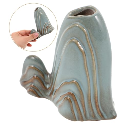 Mini Ceramic Mountain Ornament Multifunctional Zen Garden Decor Fish Tank Decoration Calligraphy Brush Holder Versatile Desktop Accessory for Home Office