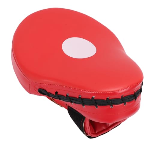 Keenso Boxing Punching Mitt, PU Curved Boxing Pad with Adjustable Strap, Hand Pad for Taekwondo Muay Thai Training, Adults Kids All Skill Levels - color: Red