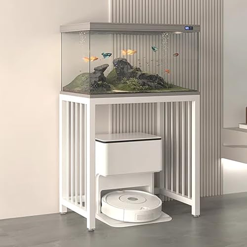 Storage Rack Above The Sweeping Robot, Multi-Functional Fish Tank Stand with Non-Slip Foot Pads, End Table for Robot Vacuum's Nest House for Living Room, Bedroom(White,40cm) - color: White, size: 40cm