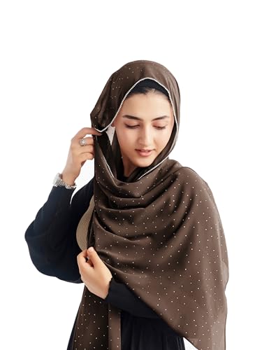 Hijab for Women Premium Chiffon Hijab Rhinestone Hijab Scraf for Women Muslim - color: Espresso