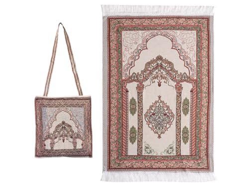 Anlising Prayer Mat Islamic With Elegant Design Bags - Muslim Rug for Ramadan - Great Gift for Family, Lover and Friends