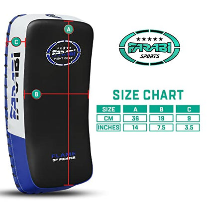 Farabi Thai Pad Training Kick Pad Curved Coaching Pad Kicking Mix Martial Arts x 1 Single Unit - color: Blue