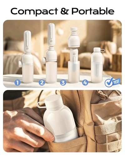 ESSAGER Portable Bidet for Travel, Foldable & Rechargeable Handheld Sprayer–Waterproof with 2 Pressure Modes, 350ml Expandable Bottle for Women, Men, Baby, Postpartum & Personal Hygiene(White) - color: White