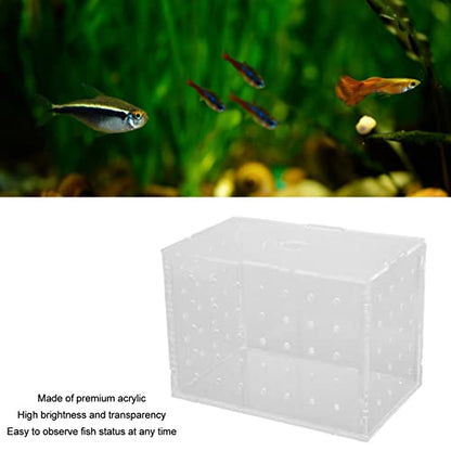 Fish Breeder Box, Aquarium Fish Breeding Box with Suction Cups, High Transparency Acrylic Hatchery Incubator Tank for Baby Fish Shrimp Clownfish Isolation and Rearing (11 * 7 * 8CM) - size: 11*7*8CM