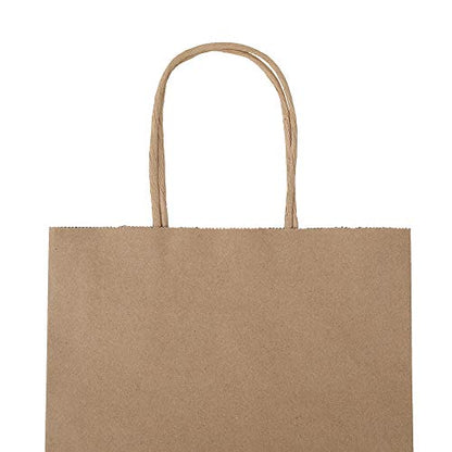 bagmad 100 Pack 8x4.75x10 Inch Plain Medium Paper Bags with Handles Bulk, Brown Kraft Craft Gift Bags, Grocery Shopping Retail Birthday Party Favors Wedding Sacks (Natural Brown, 100pcs) - color: Brown