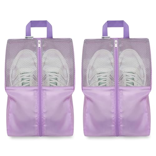 Shoe Bags For Travel, Used As For Storage or Shoe Travel Bag, Space Saving When Travelling With This Travel Shoe Bags For Packing, Sneaker Bag. (Light Purple, 2 Pack, Large) - color: Light Purple, 2 Pack, size: Large