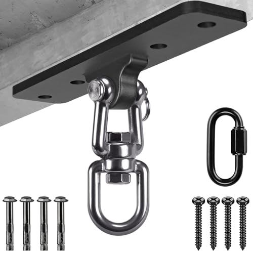 SELEWARE Boxing Punching Bag Hanger, Heavy Bag Hanger Bracket for Heavy Bag Boxing Muay Thai Training Hardware - color: 360° Swivel Hanger with Carabiner