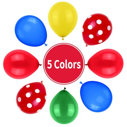 Red Yellow Blue Balloons, Red Blue Green Party Balloons Red Polka Dot Balloons Carnival Circus Balloons Yellow Green Latex Balloons For Kids Adults Birthday Carnival Theme Party Wedding Baby Shower - color: Red Yellow Blue Green