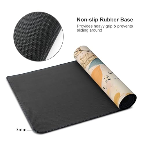 35.4 x 15.7 in, XXL Large Mouse Pad for Desk, Extended Keyboard Mouse Mat for Computer Office, Big Mouse pad with Stitched Edges, Gaming Pc-Boho Leaves - color: Boho Leaves