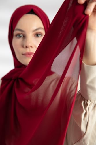 Chiffon Hijab Scarf For Women - Made in Turkiye - color: Cherry