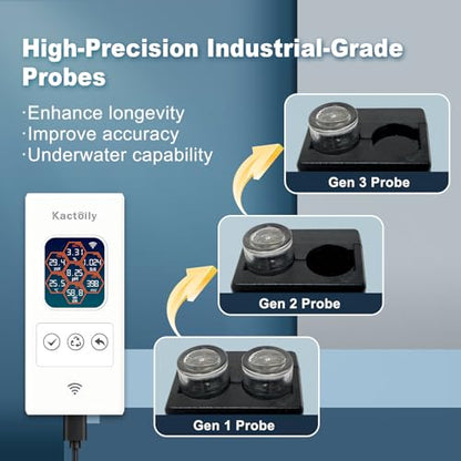 Kactoily Smart Aquarium Monitor All in One pH/ORP/Salt/S.G/TDS/EC/Temp 24h Online Freshwater and Saltwater Fish Tank Tester (WiFi Version)