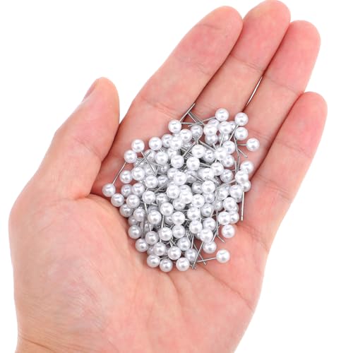 150 Pcs Pearl Push Pins,Pearl Pins for Bouquets Pearls Head Short Straight Pin Decorative Sewing Pin for Fabric Craft Wedding Holiday DIY Accessories(0.6 Inch)