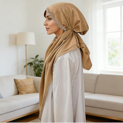 Instant Hijab for Women: Hijab Scarf, Hijabs for Women Muslim, Muslim Head Scarf, Easy Slip on - color: Camel