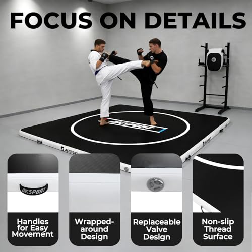 AKSPORT Inflatable Wrestling Mat 10x10 FT, Wrestling Mat for Home, Thick Jiu Jitsu Training Mat for BJJ, MMA, Boxing, Grappling, Judo, Indoor Outdoor Gym Mat
