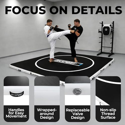 AKSPORT Inflatable Wrestling Mat 10x10 FT, Wrestling Mat for Home, Thick Jiu Jitsu Training Mat for BJJ, MMA, Boxing, Grappling, Judo, Indoor Outdoor Gym Mat