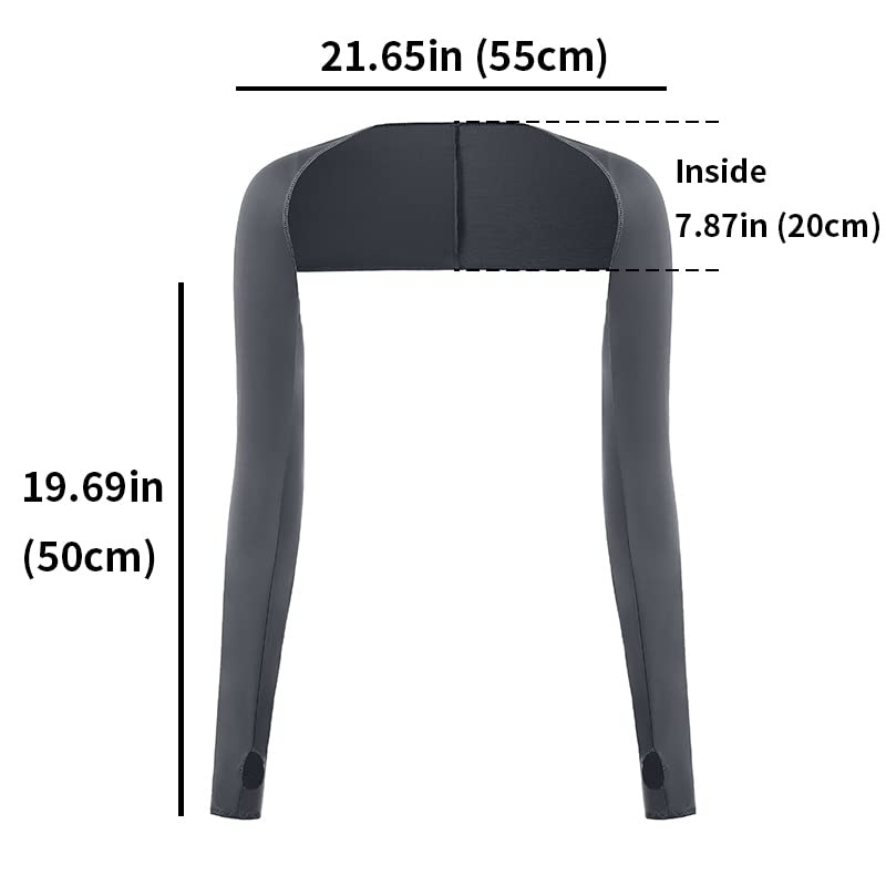 Women Cooling Shawl Arm Sleeve with Finger Hole, Comfortable & Breathable, Anti-UV, Ladies Sun Protection Cooler Shrug - color: Black