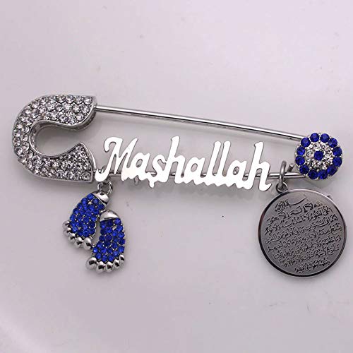 ZKDC AYATUL KURSI Mashallah Turkish evil eye Stainless Steel brooch islam muslim Pin