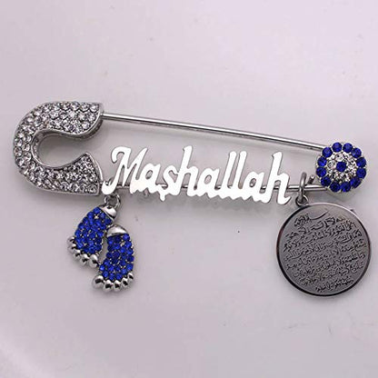 ZKDC AYATUL KURSI Mashallah Turkish evil eye Stainless Steel brooch islam muslim Pin
