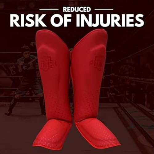 Martial Arts Shin Guards, Leg Protection for MMA, Kickboxing Training Instep Protection, Muay Thai Martial Arts Sparring Training Gear - color: RED, size: Medium