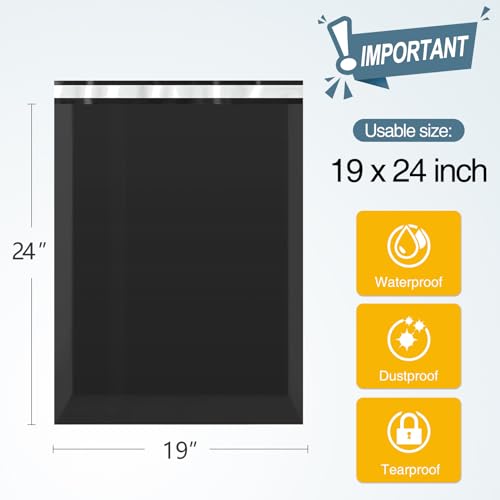 Famagic Poly Mailers, 50pc 19x24 Inch Opaque Shipping Bags, Tearproof and Waterproof Chic Mailing Envelopes, Self Seal Black - color: Black, size: 19x24