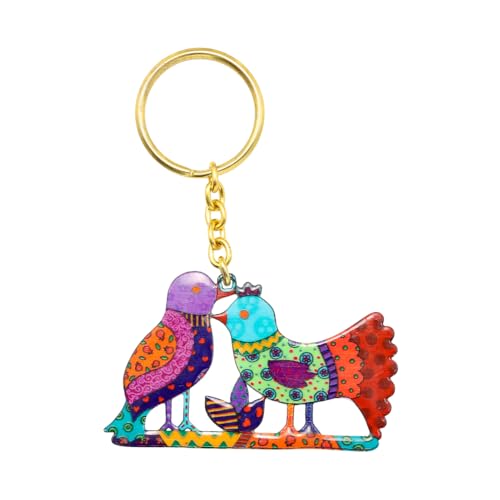 EMANUEL Yair Hamsa Hand Keychain Charm 1.7 Inch | Metal Lucky Charm Hand Blessing Jewish Judaica Gift Hand of Fatima Evil Eye - color: Birds Shj-5