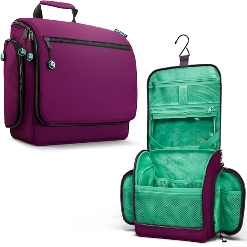 VENTURE 4TH Hanging Travel Toiletry Bag, 18 Compartments - Purple/Mint - color: Purple/Mint