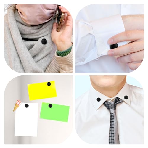 8pcs Magnetic Hijab Pins, Small Hijab Magnets Multi-Purpose No-Snag Scarf Clasp Pinless Brooch for Women Men Shawl Scarves Clothes - color: Black