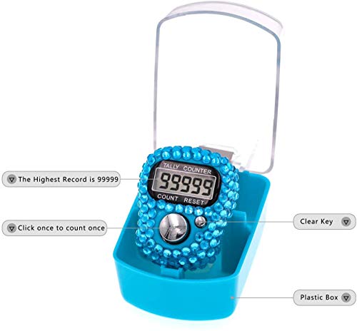 Finger Counter -Islamic Tasbih Bead- 5 Digital LED Electronic Handheld Tally Counter Clicker with Case Mechanical Manual Clicker Number Lap Tracker Counter - color: 6pcs Tall counter