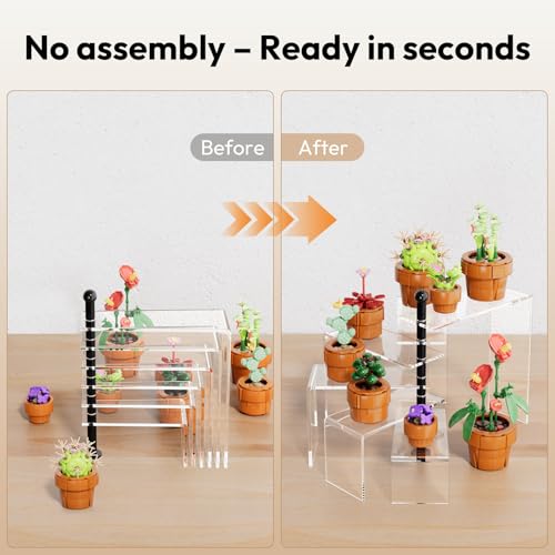 NIUBEE Acrylic Risers Display Stands, 6 Tier Rotating Clear Display Risers for Miniature, Mini Funko Pop, Amiibo, Figures,Jewelry, Perfume, Dessert