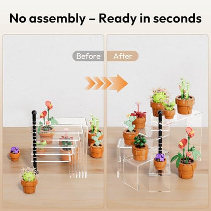 NIUBEE Acrylic Risers Display Stands, 6 Tier Rotating Clear Display Risers for Miniature, Mini Funko Pop, Amiibo, Figures,Jewelry, Perfume, Dessert