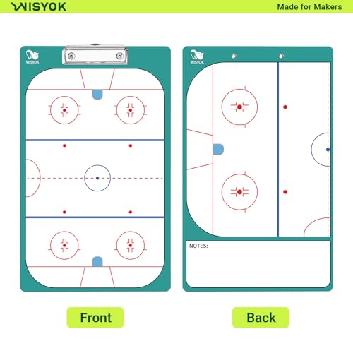 WISYOK Double-Sided Hockey Dry Erase Clipboard for Coaches, Whiteboard, Coach Lineup Board with Marker - style: Hockey