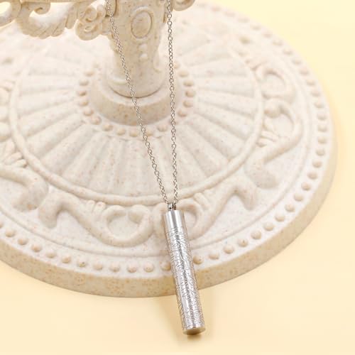 Spiritual Muslim Cylinder Necklaces - Stainless Steel Arabic Quran engraved Pendant Necklace for Men Women YA5082 - color: White