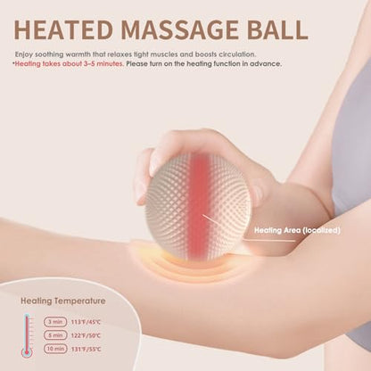 Heating Vibrating Massage Ball with 7 Modes & Memory Function for Myofascial Release, Deep Tissue and Trigger Point Muscle Therapy - Targets Back, Hip, Leg, Neck & Foot (Beige) - color: Beige