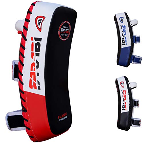 Farabi Thai Pads Kickboxing Muay Thai Training Strike Pads - color: White/Red, size: Single