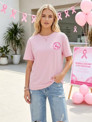 Breast Cancer Shirts for Women Pink Ribbon Boxing Gloves Graphic Tops Breast Cancer Awareness Tshirts Fighter Tees - color: Pink1, size: Small
