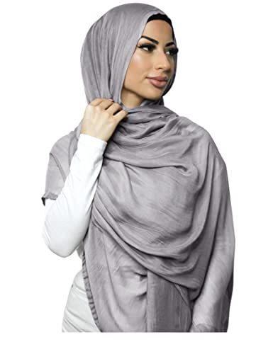 Txameru Women's Viscose Cotton Hijab Scarf - color: Silver Gray