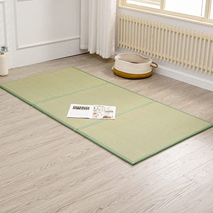Natural Igusa Rush Grass Floor Tatami Mat,Twin, 79" x 39" x 0.5" | Japanese Portable Folding Firm Traditional Bed Mattress, Foldable Pad Futon,for Sleeping,Sitting,Yoga,Relaxing,Zen - size: Twin