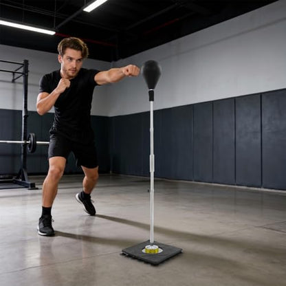 Reflex Speed Punching Bag with Stand, Height Adjustable Suction Cup Base Boxing Training Ball, Free Standing Speed Reflex Bag for Adults Teens, Home Gym Fitness Stress Relief