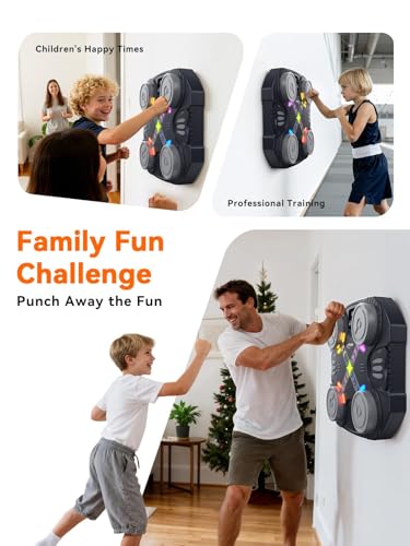 Music Boxing Machine for Kids-Interactive Wall Mounted Punching Target with Sound & Lights,Smart Boxing Trainer Machine Fitness Game Gymnastics Equipment for Home,Birthday Gift for Boys Girls Age 3-12 - color: 4 Strike Points-kids 3+