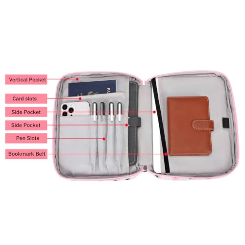 Bible Cover Case for Women Large Bible Cover for Girls Bible Study Supplies Accessories with Handle and Shoulder Strap | Durable - color: Pink-strawberry