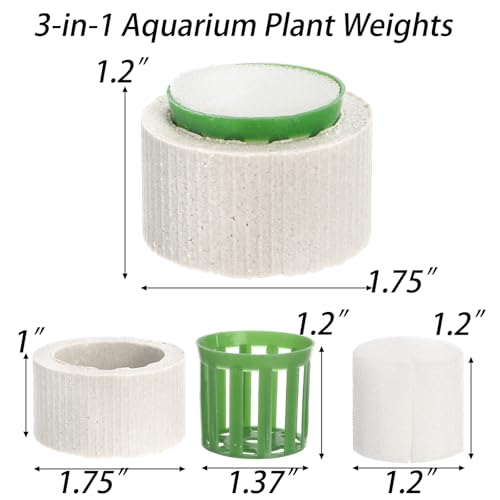 TOPZEA 30 Pack Aquarium Plant Weights, Aquatic Plant Holder Pots Anti-Floating Planters Ceramic Aquatic Plants Fixed Ring Anchors Set for Fish Tank, Pond, Aquarium Landscape Decorations, 1.75"x 1.2"