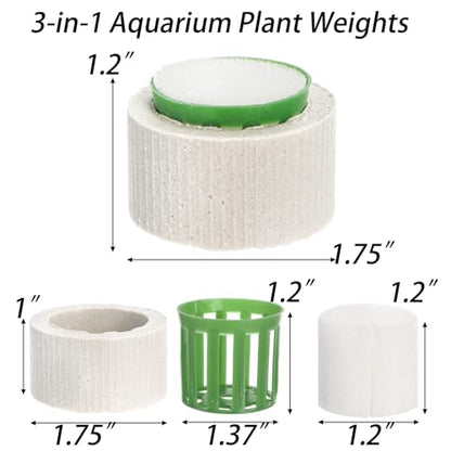 TOPZEA 30 Pack Aquarium Plant Weights, Aquatic Plant Holder Pots Anti-Floating Planters Ceramic Aquatic Plants Fixed Ring Anchors Set for Fish Tank, Pond, Aquarium Landscape Decorations, 1.75"x 1.2"