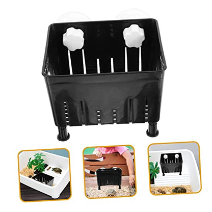 Mikikit 1 Set Aquarium Fish Breeding Box Tortoise Hatching Isolation Box with Feeding Trough Lightweight Divider for Betta Fish Nursery Legs Suction Cups - color: Black
