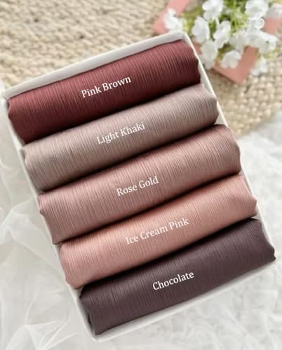 Luxury Silky Satin Hijab for Women, Shimmer Crinkle Muslim Head Scarf, Graceful Feminine Charm - color: Pink Brown